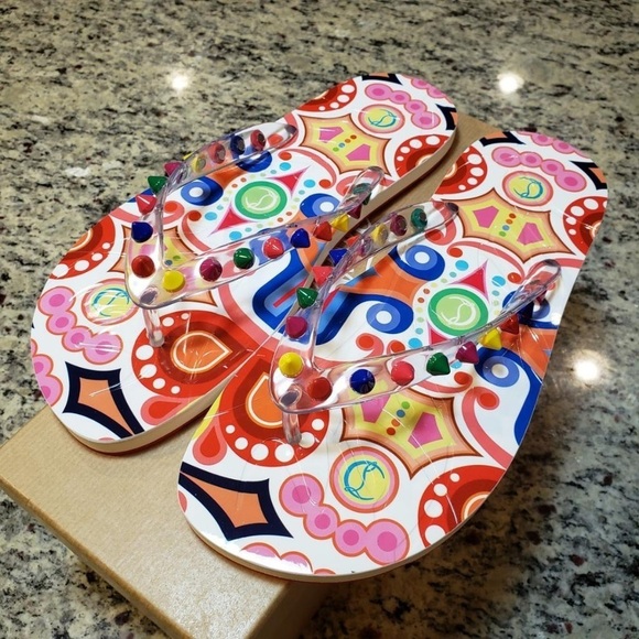 NEW Christian Louboutin Loubi Studded Flip Flop Size 35 - Picture 11 of 13